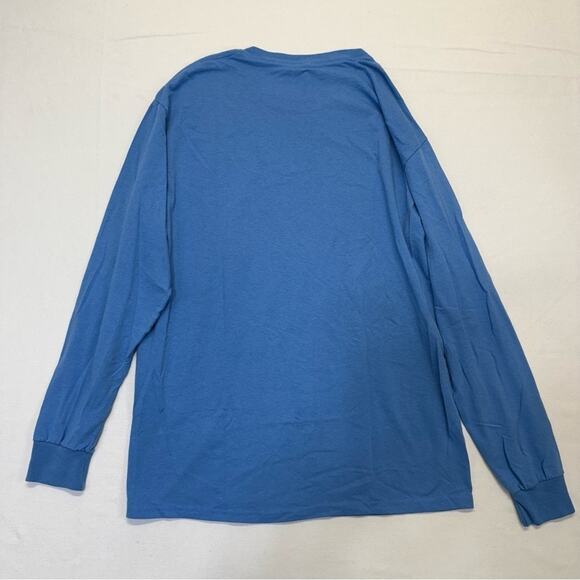 Jerzees Blue Long Sleeve T-shirt round crewneck tee Men’s Large - Picture 3 of 5